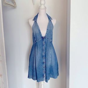 Free People Denim Halter Dress